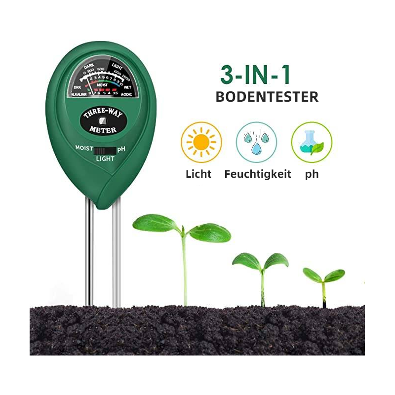 3-in-1-Bodentester-Kits mit Feuchtigkeit