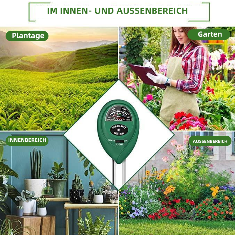 3-in-1-Bodentester-Kits mit Feuchtigkeit